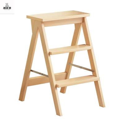 定制定制新实木梯凳家用梯子折叠凳子厨房高板凳登高三步梯多功能
