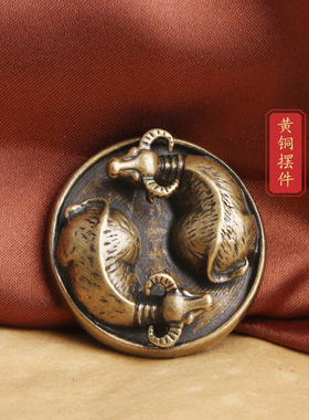 复古创意纯铜扭转乾坤摆件