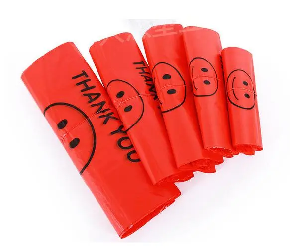 加厚笑脸塑料袋红色食品袋水果超市购物袋外卖打包袋背心袋方便袋