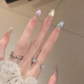 纯手工ins风显白猫眼千金风氛围感美甲穿戴甲超仙花朵糖果马卡龙