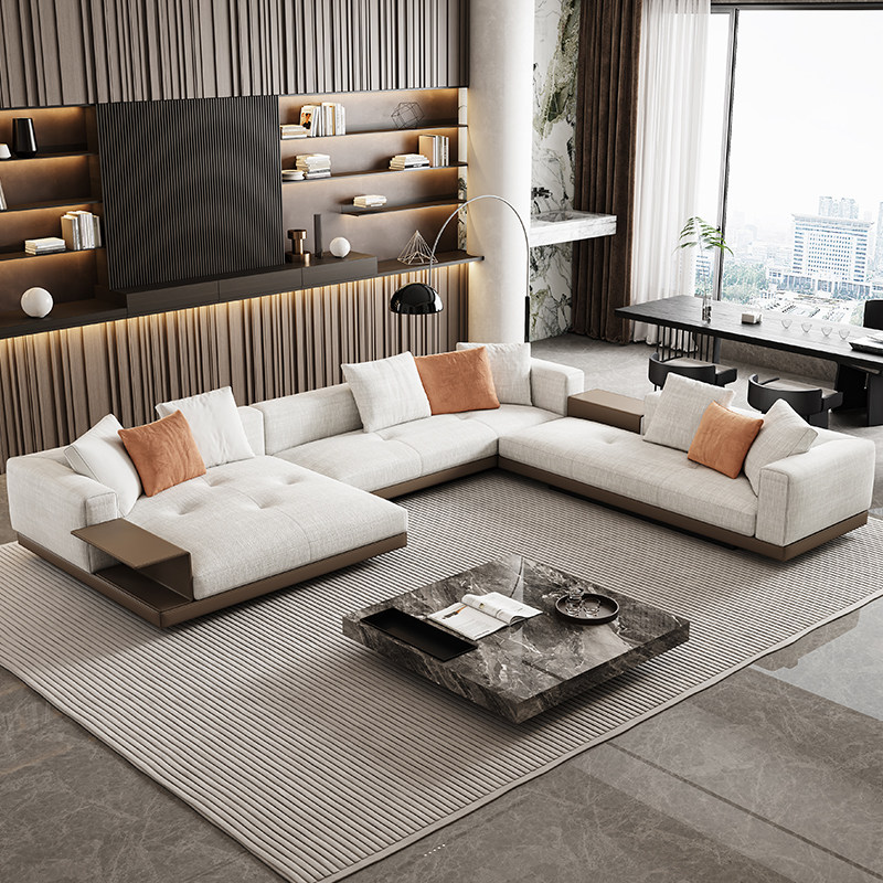艺潮匠 康纳利沙发设计师款别墅大平层高端棉麻米洛缇布艺沙发u型