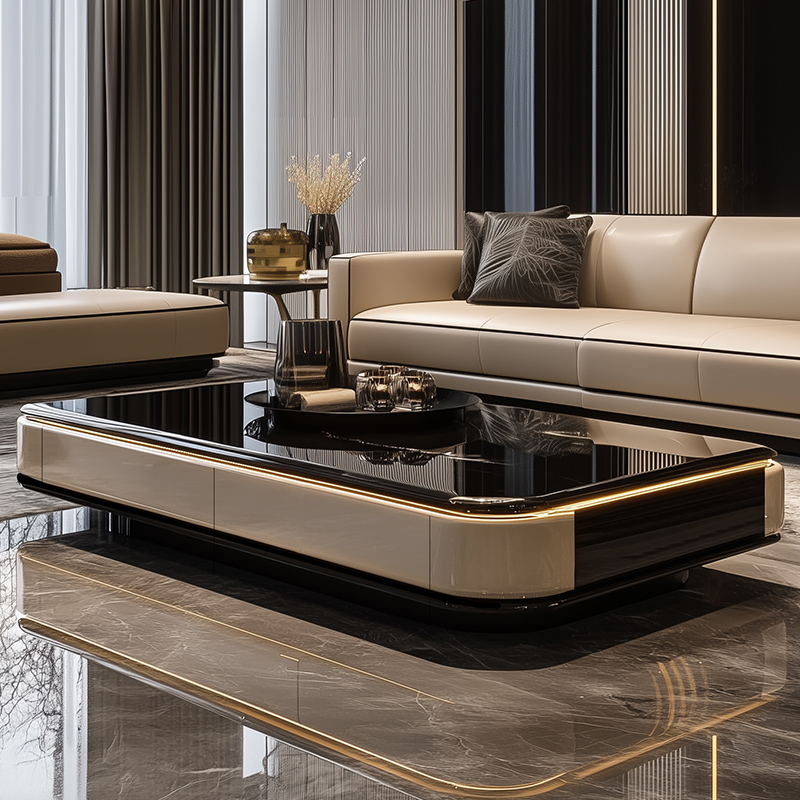 意式极简玻璃面茶几客厅家