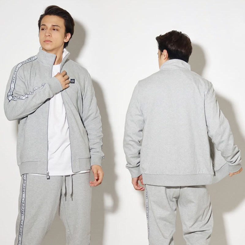 CALVIN KLEIN男士拉链立领时尚卫衣肩条字母LOGO夹克外套秋冬