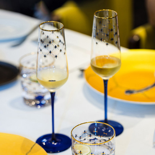 俄皇LOMONOSOV钴蓝网纹酒杯