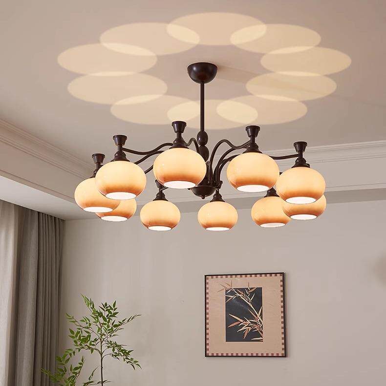 中古风创意柿子客厅吊灯高级感法式覆古设计师款卧室饭厅大厅灯具