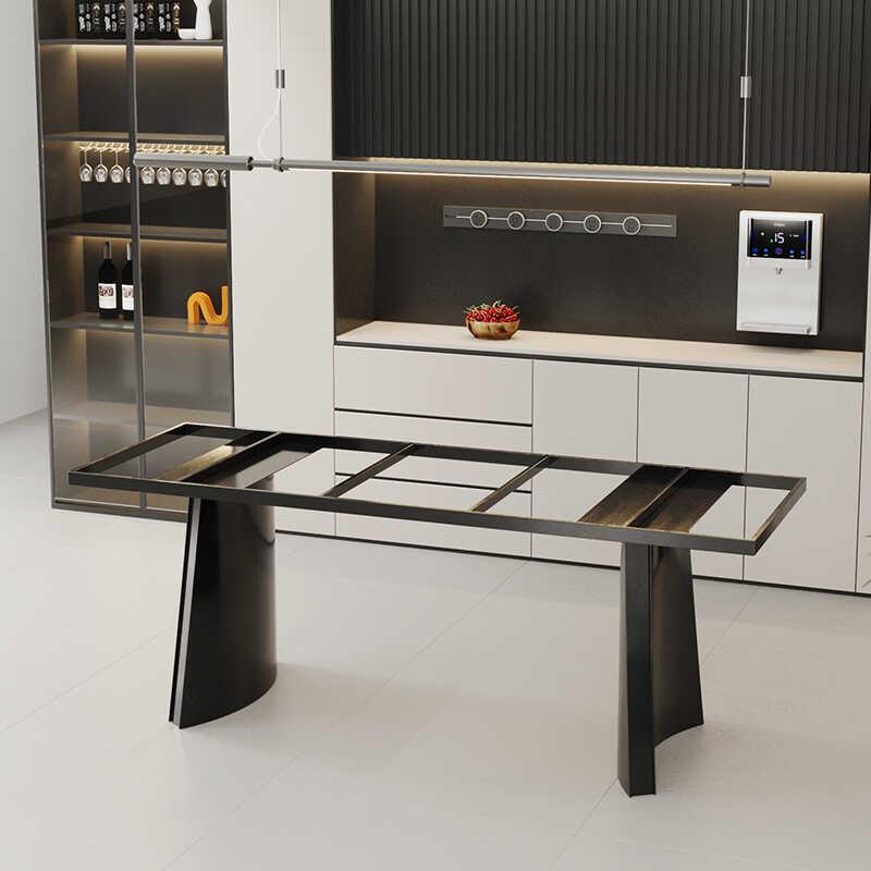 定制铁艺不锈钢拉丝桌脚餐桌腿支架子岩板大理石茶台桌腿弧形底座