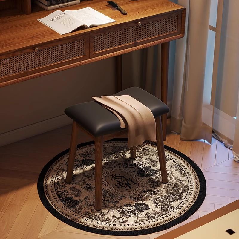 马鞍凳中古风实木梳妆凳女生卧室化妆桌凳子轻奢高级感家用小椅子