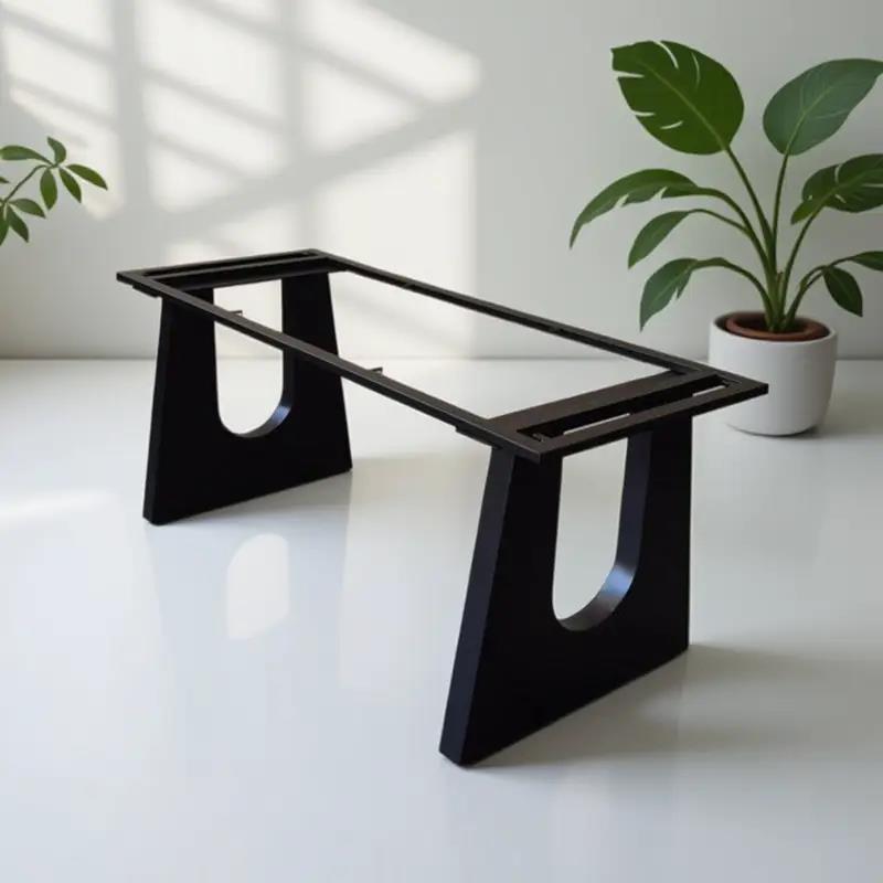 现代简约桌腿碳素钢金属桌架电脑桌餐桌腿支架实木大板办公桌桌脚