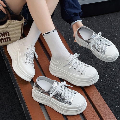 平底小白鞋女头层牛皮