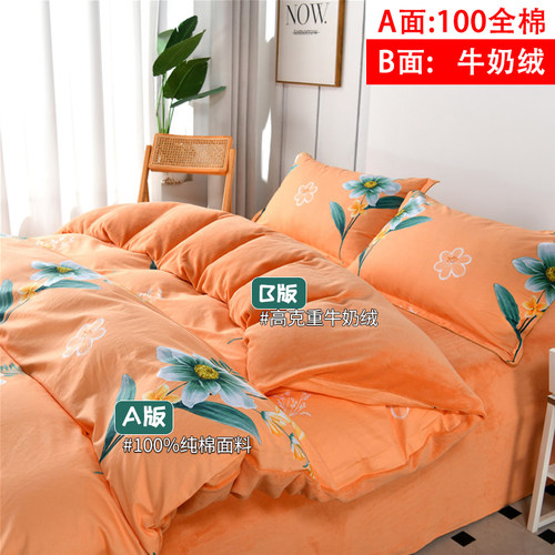 曦语ab面加厚牛奶绒被套