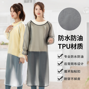 大人罩衣女长袖 围裙家用厨房防水防油反穿衣马甲皮工作服定制logo