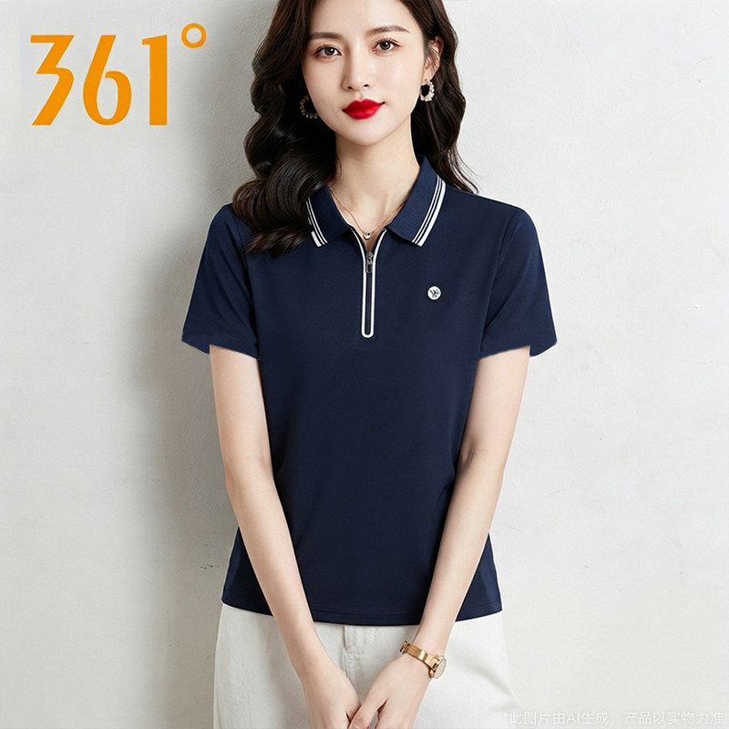 361°官方正品女款POLOT恤2026夏季新款休闲立领运动百搭短袖女