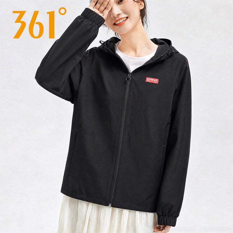 361官方正品运动风衣女装2026春秋季新款连帽防风夹克休闲外套女