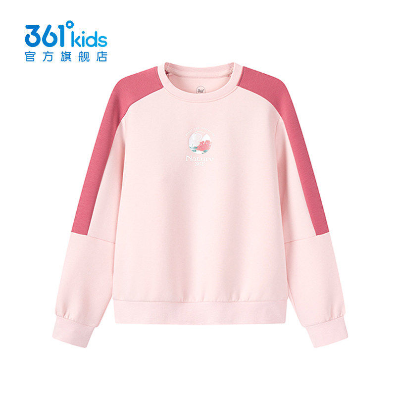 商场同款361°女童圆领套头卫衣2026春秋新品大小童运动休闲上衣