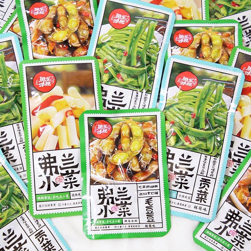 鱼乐味视弗兰小菜藕尖贡菜毛豆豆开袋即食小包装湖南特产零食小吃
