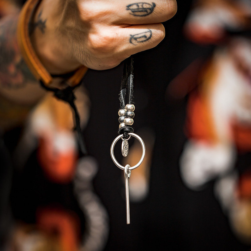 马登工装 美式复古m26手雷拉环吊坠925纯银刻字钥匙项链男女饰品