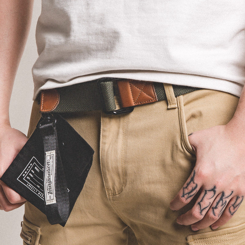 马登工装双环扣帆布腰带