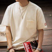 打底衫 马登工装 短袖 复古重磅T恤棒球领口袋宽松纯棉半袖 男夏 美式