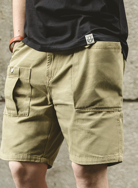 马登工装 美式复古纯色大口袋P37工装短裤阿美咔叽休闲五分裤男潮