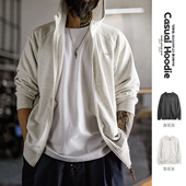 外套男款 马登工装 春 开衫 松弛长袖 美式 休闲灰色连帽卫衣宽松插肩袖