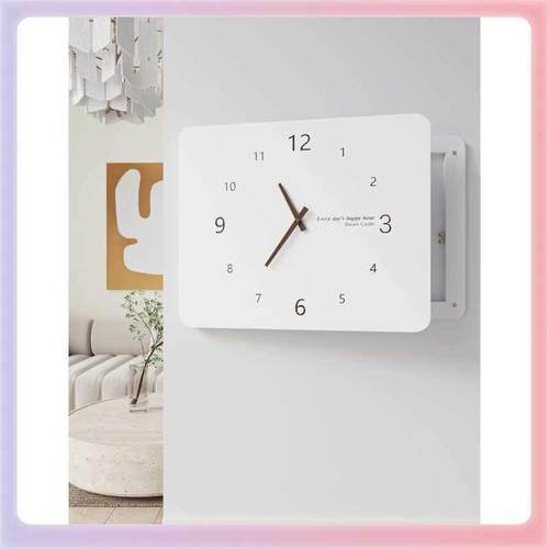 ?电表箱装饰画带钟表实木简约挂钟电闸配电箱遮挡时钟免打孔遮丑