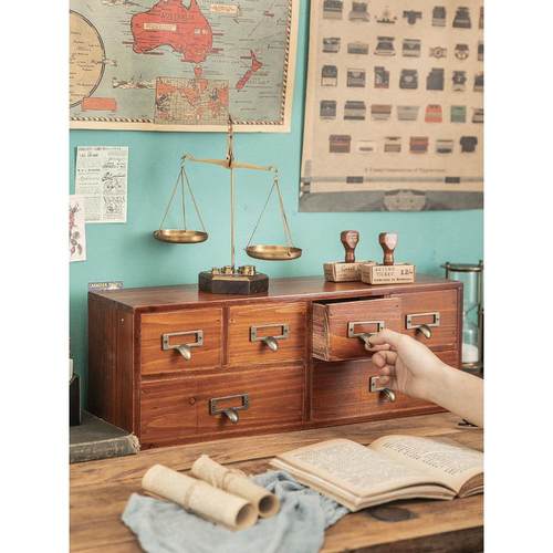 化妆品收纳盒木质桌面置物架杂物文具收纳盒书桌办公室抽屉储物柜