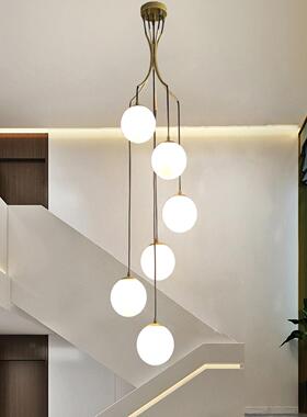 楼梯吊灯 北欧现代简约餐厅复式楼别墅公寓楼梯间旋转loft长吊灯