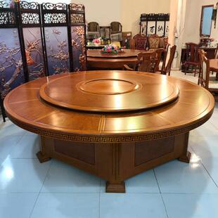 中式饭店酒店电动餐桌大圆桌20人自动转盘电磁炉火锅大饭桌2.2米