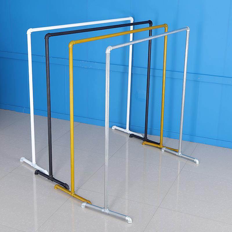 镀水管晾衣架简易家用单杠式落地架地摊拆装晒被室内室外挂衣服架