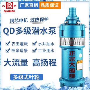 正宗大明全铜QD多级潜水泵小老鼠农用水井滴灌降水泵高扬程大流量