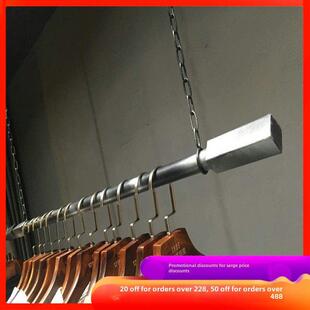 覆古黑色横杠挂衣轨服装店前挂简易衣架服装店陈列挂衣