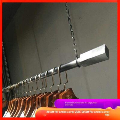 覆古黑色横杠挂衣轨服装店前挂简易衣架服装店陈列挂衣