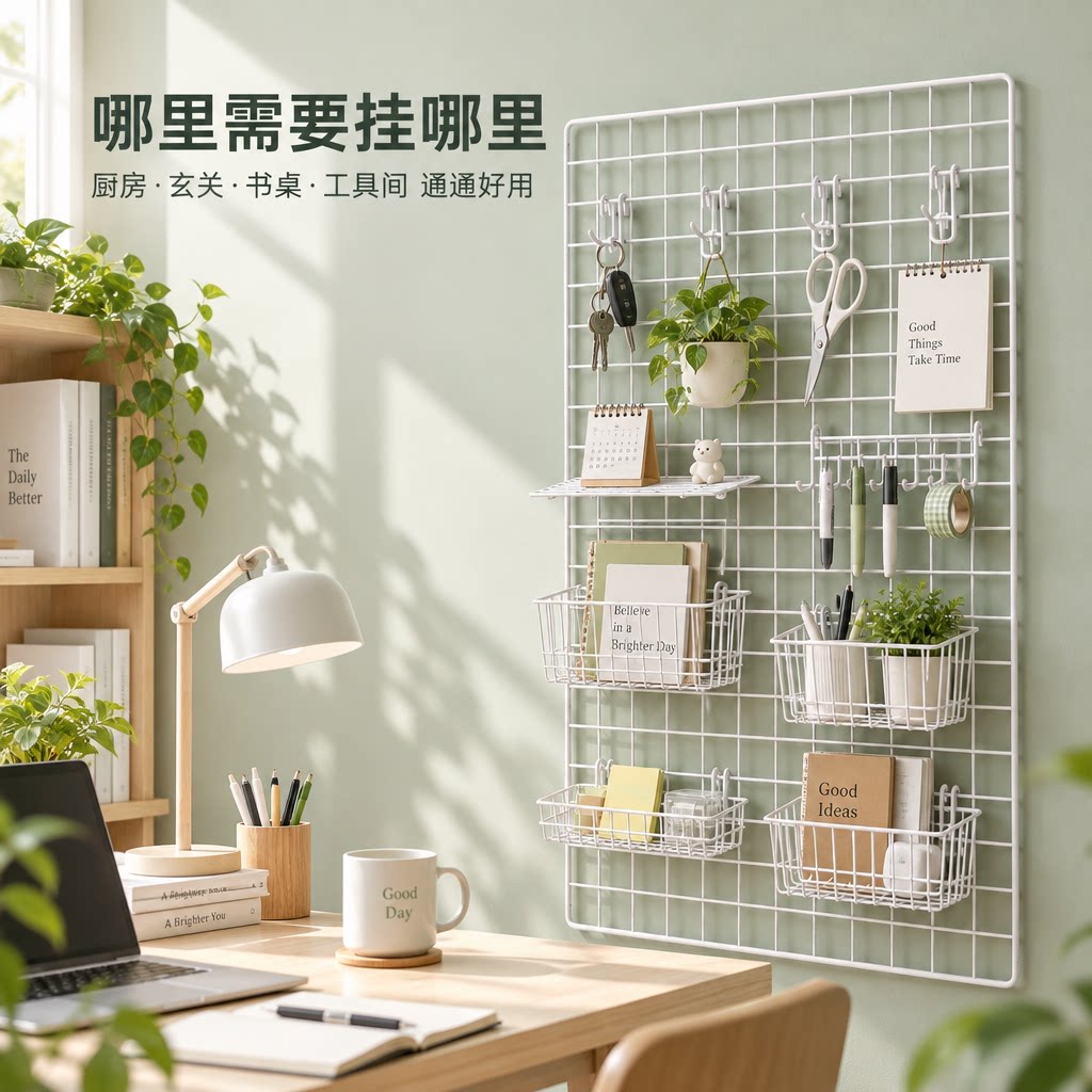 网格置物架挂篮托盘盆栽超市网片挂架铁艺照片墙配件厨房收纳篮筐