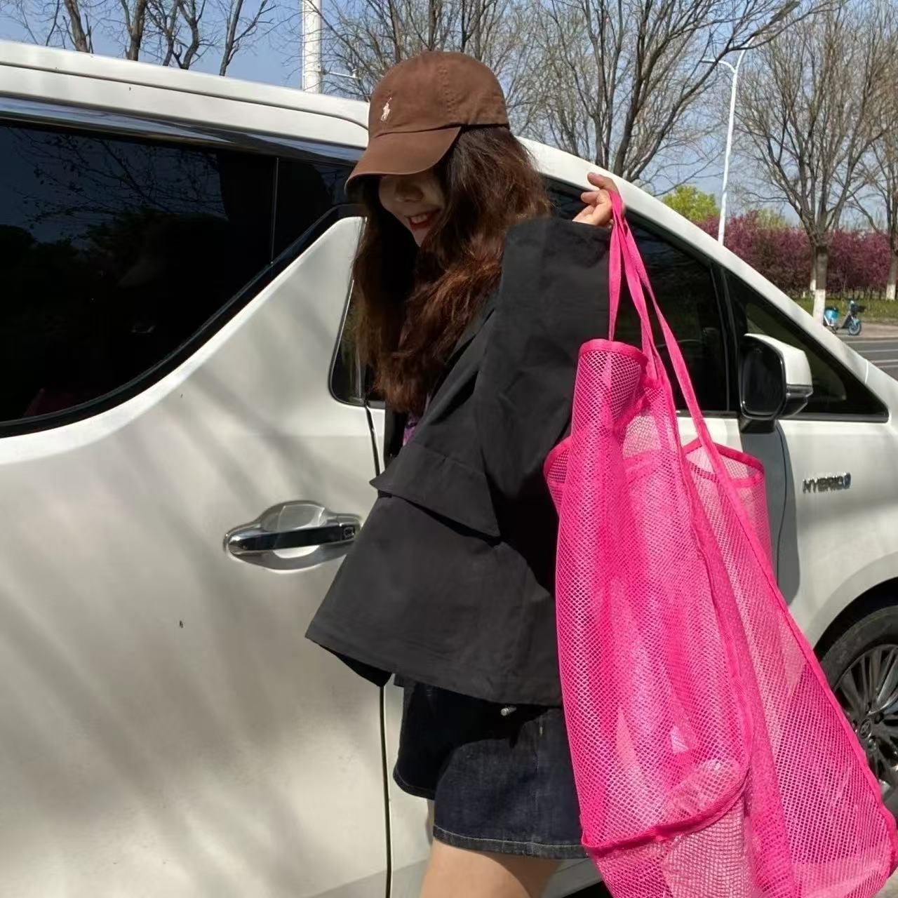 2025新款ins风透明网纱购物袋