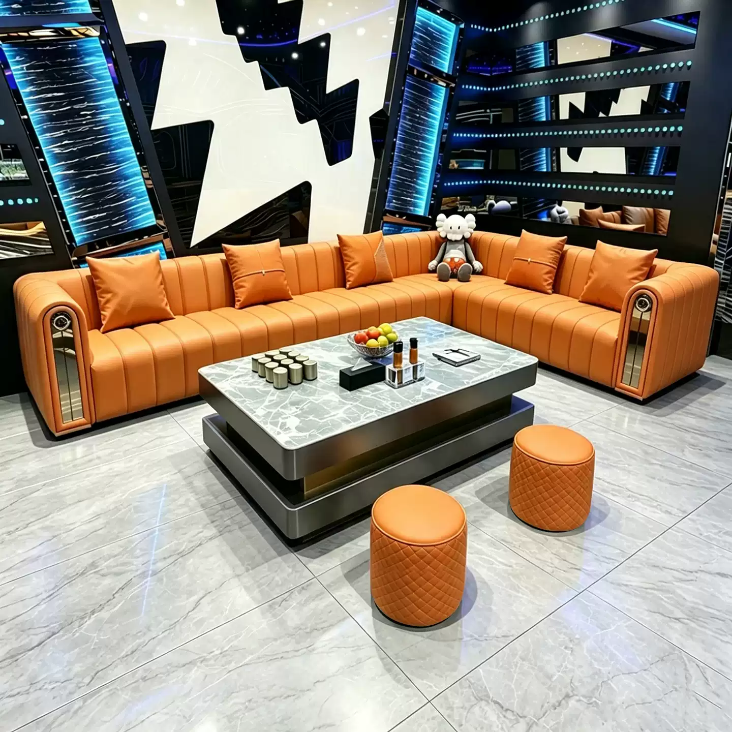 ktv包厢沙发卡座定制小酒吧清吧夜场会所歌厅商用L型沙发茶几组合