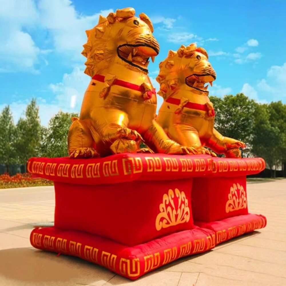 金狮拱门充气金狮庆典气模金狮大象户外卡通优质红色布料麒麟送子