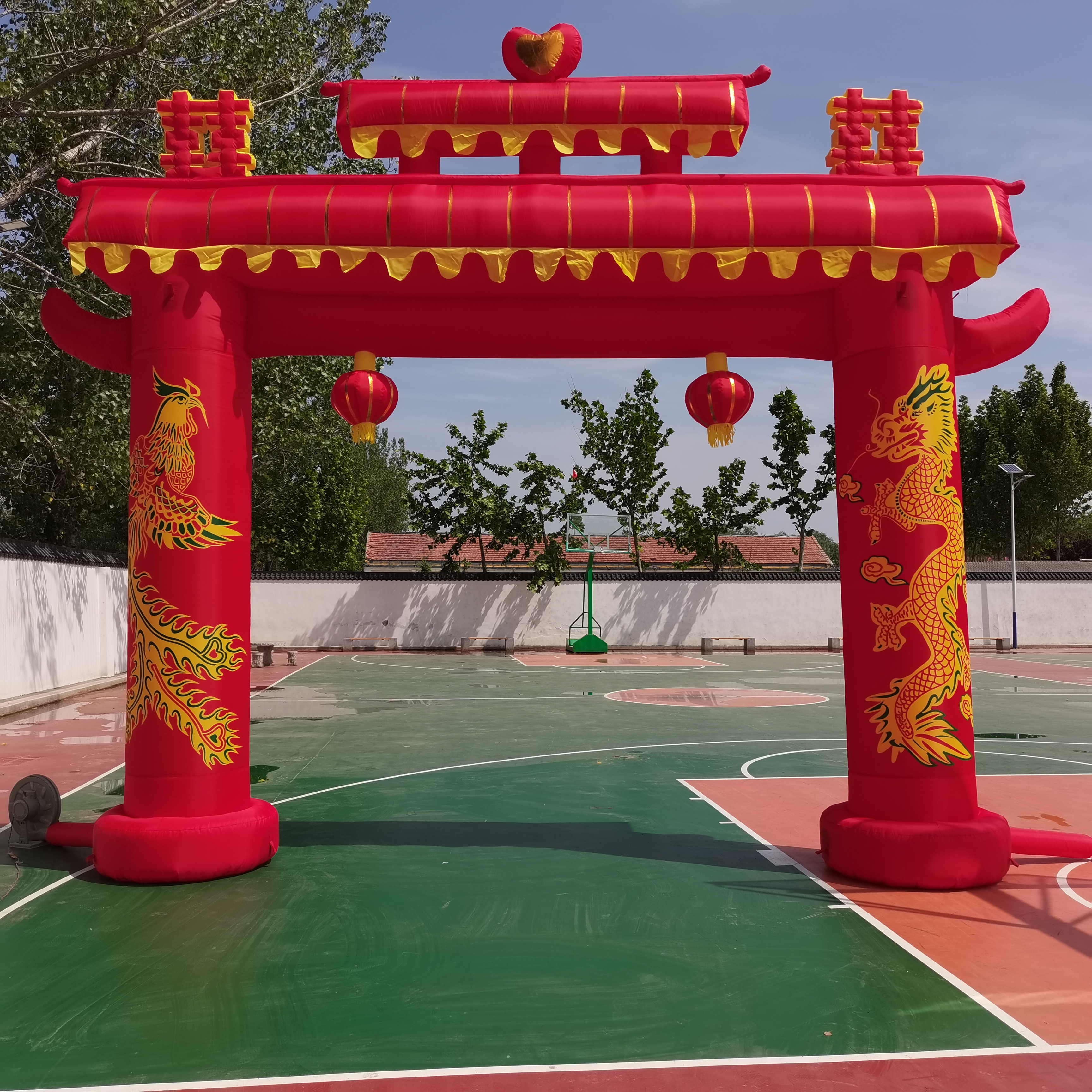 龙凤拱门充气牌坊婚庆气模牌楼婚礼彩虹门庆典气拱门风机喜事结婚
