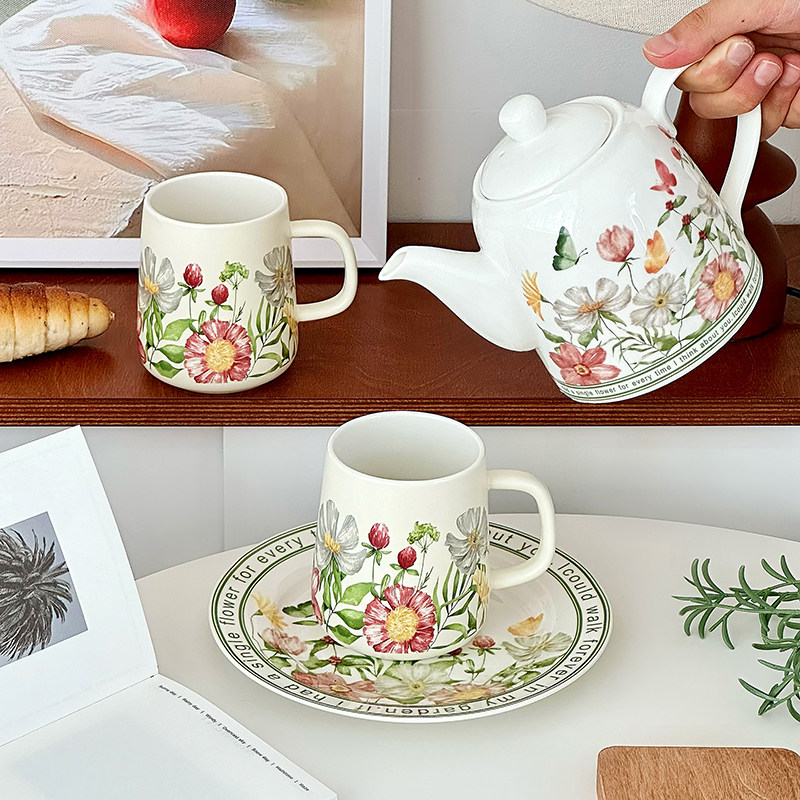 向阳花开茶具套装一壶两杯高颜值家用客厅茶具下午茶壶茶杯陶瓷壶,餐饮具,茶壶,淘宝优惠券,粉丝福利购,淘宝优惠卷