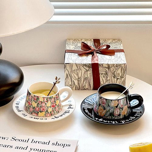 复古高级感咖啡杯碟套装精致女生