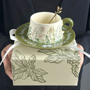 油画风铃花咖啡杯碟套装 陶瓷高颜值高档精致复古女生下午茶水杯子