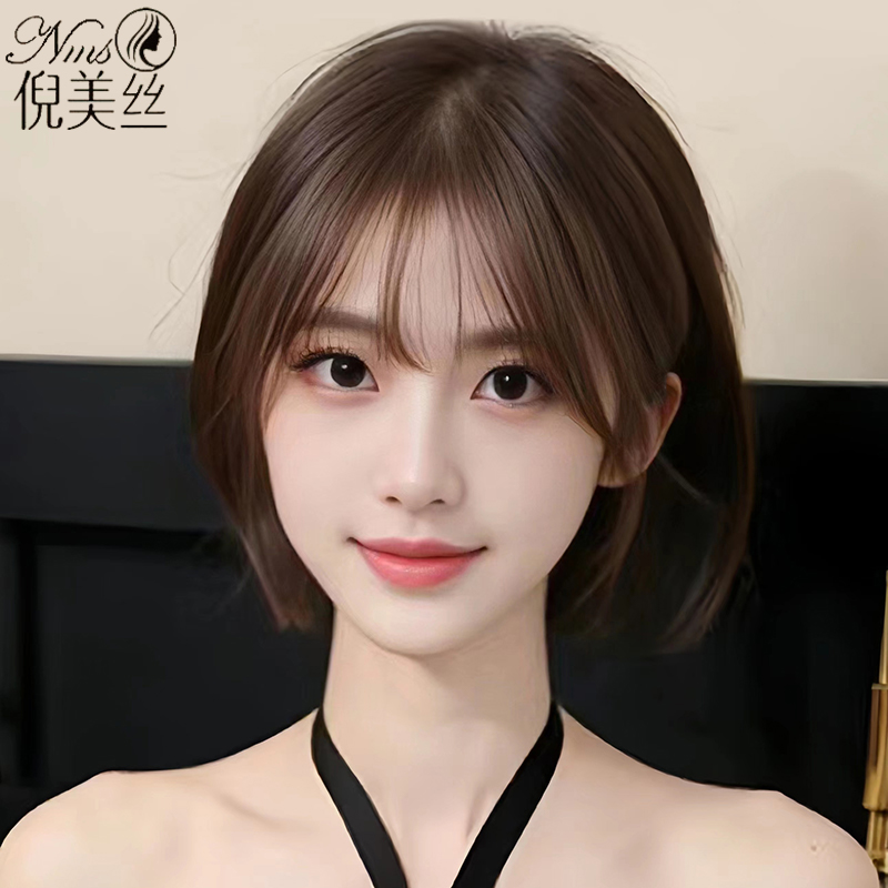 假发女短发真发全真人发全头套波波头递针自然光头整顶假发套新款