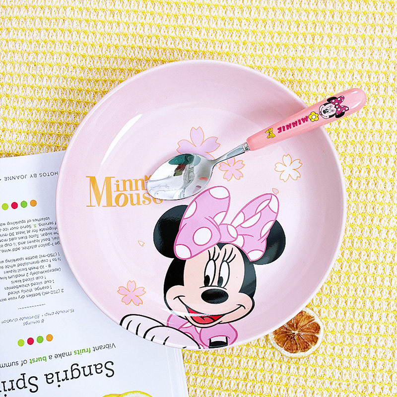 【4款随机发】迪士尼陶瓷7/8英寸盘儿童陶瓷卡通套装可爱餐具