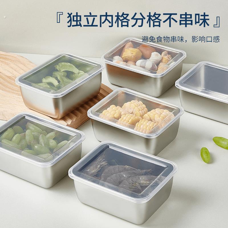 不锈钢密封保鲜盒适用商用野餐与冰箱 5件装升级保鲜盒更实用