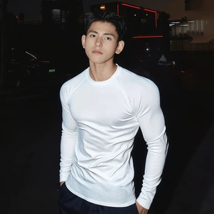 速干健身插肩长袖 男士 t恤透气运动休闲跑步弹力健身衣 新款 秋季