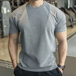 重磅美式 显型健身透气T恤 口 男士 收袖 型短袖 扩肩收袖 BOXY版