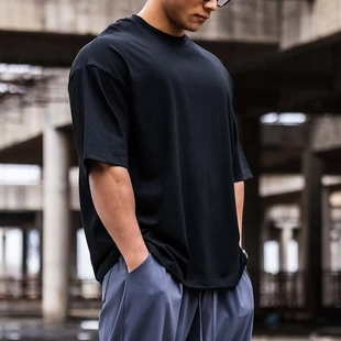 宽松休闲半袖 简约百搭健身短袖 衣服 美式 肌肉运动t恤男中袖