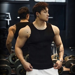 T恤休闲上衣 训练肌肉无袖 重磅高弹健身运动工字背心男士 夏季
