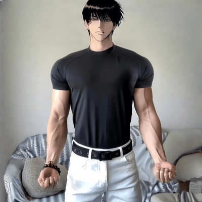 张力收袖口三分短袖伏黑甚尔同款运动健身紧身衣高弹速干圆领T恤