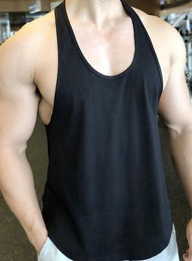 夏季运动健身工字背心男士肌肉显大弹力美式训练坎肩撸铁跑步上衣