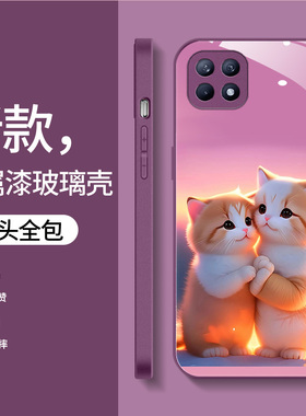适用于OPPOReno4se手机壳reno4es5g新款popo高级个性男女opp0reon全包PEAT00软边液态玻璃壳PEAM00卡通猫咪潮